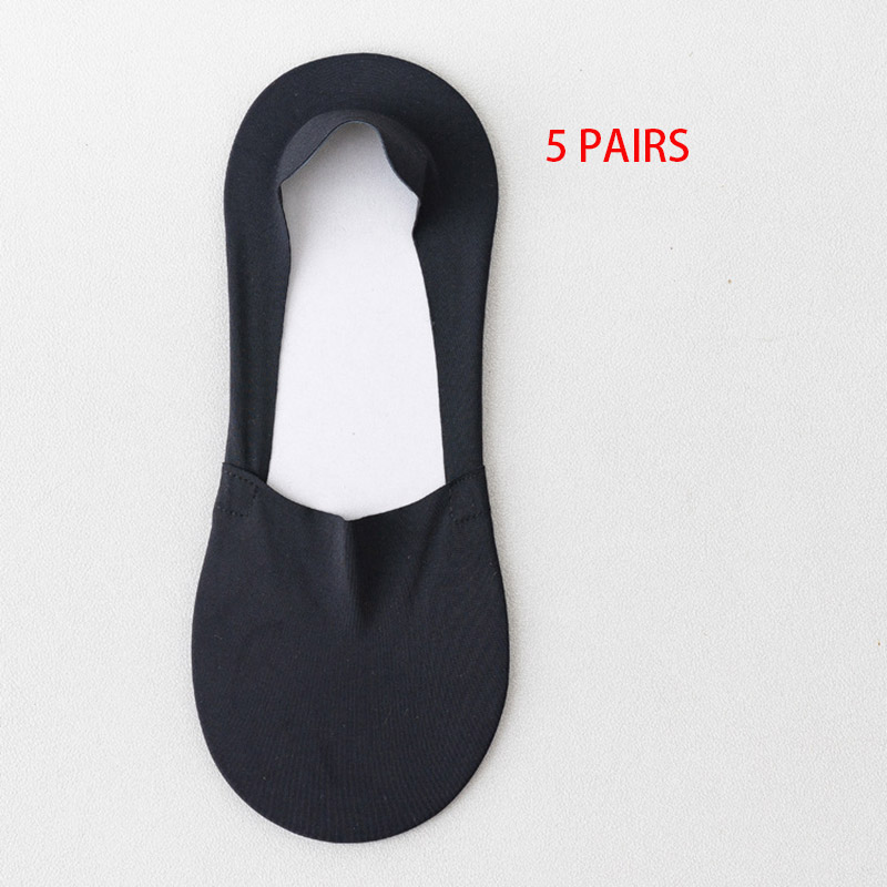 5 Pairs Men's, Women's Summer Ice Silk Boat Socks, Seamless, Non-Slip Silicone Grip, Invisible Positioning