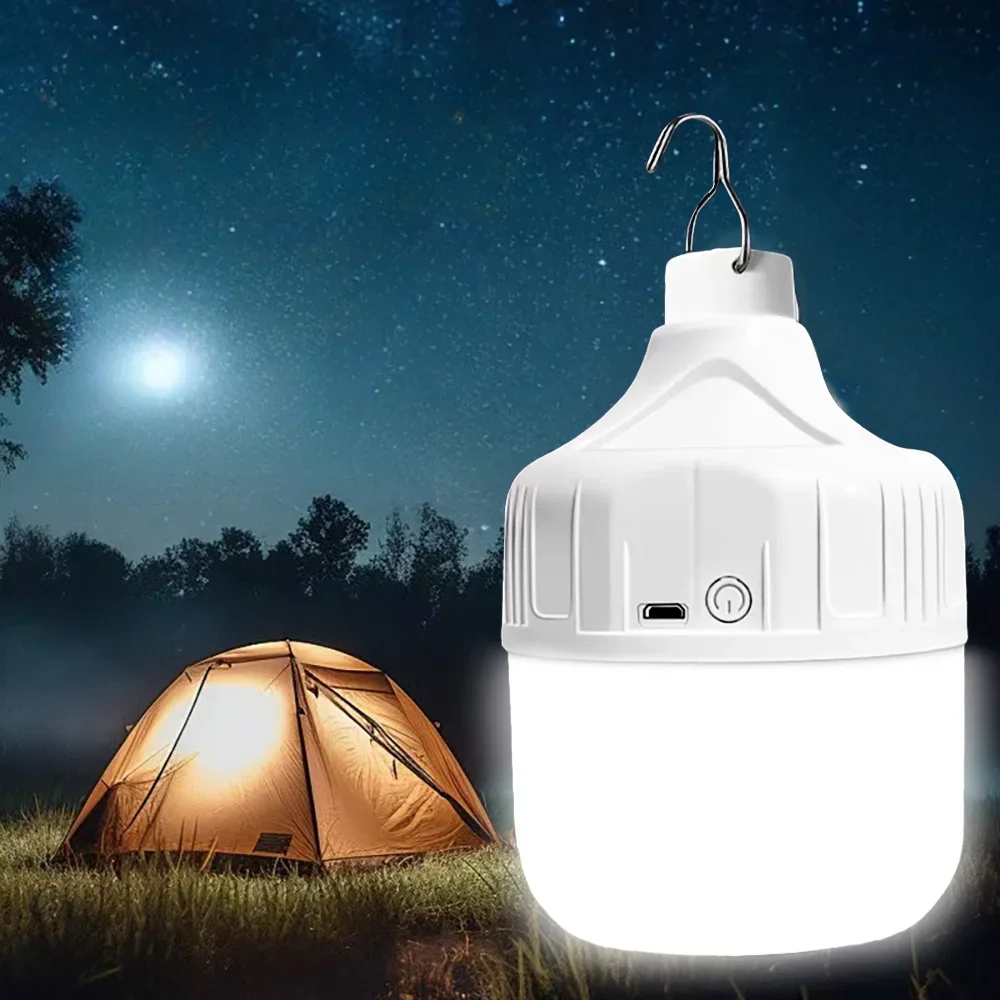 Portable LED 3 Modes Outdoor Lamp, USB Rechargeable Camping Light Bulb, Super Bright Night Lighting, Emergency Fishing