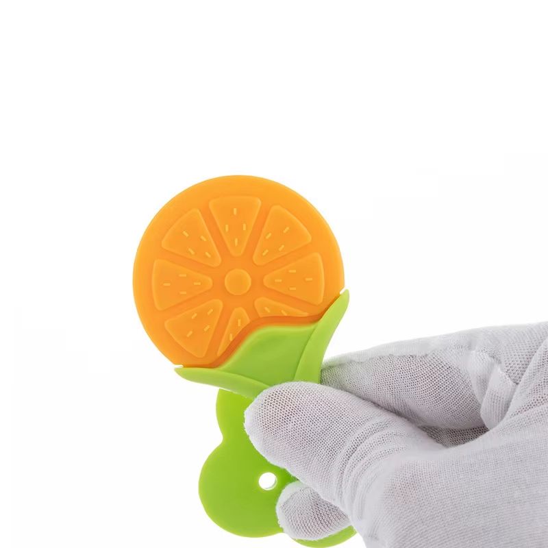 Soft Silicone Strawberry & Grape-Shape Baby Teether Ring