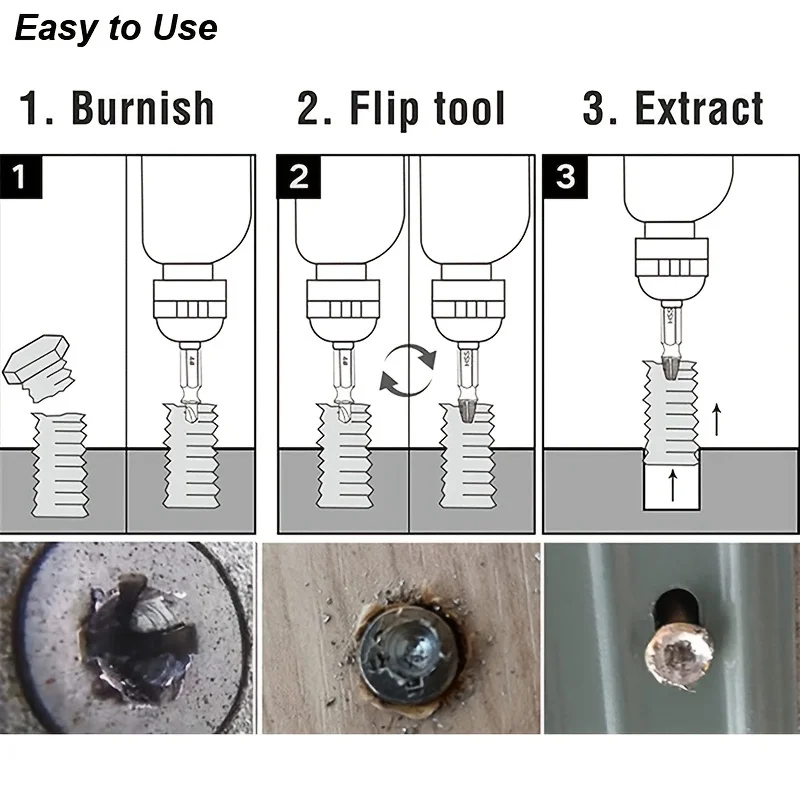 Damaged Screw Extractor Set High Speed Steel Drill Bit Kit for Stripped, Broken & Stuck Screws Quick and Easy Demolition