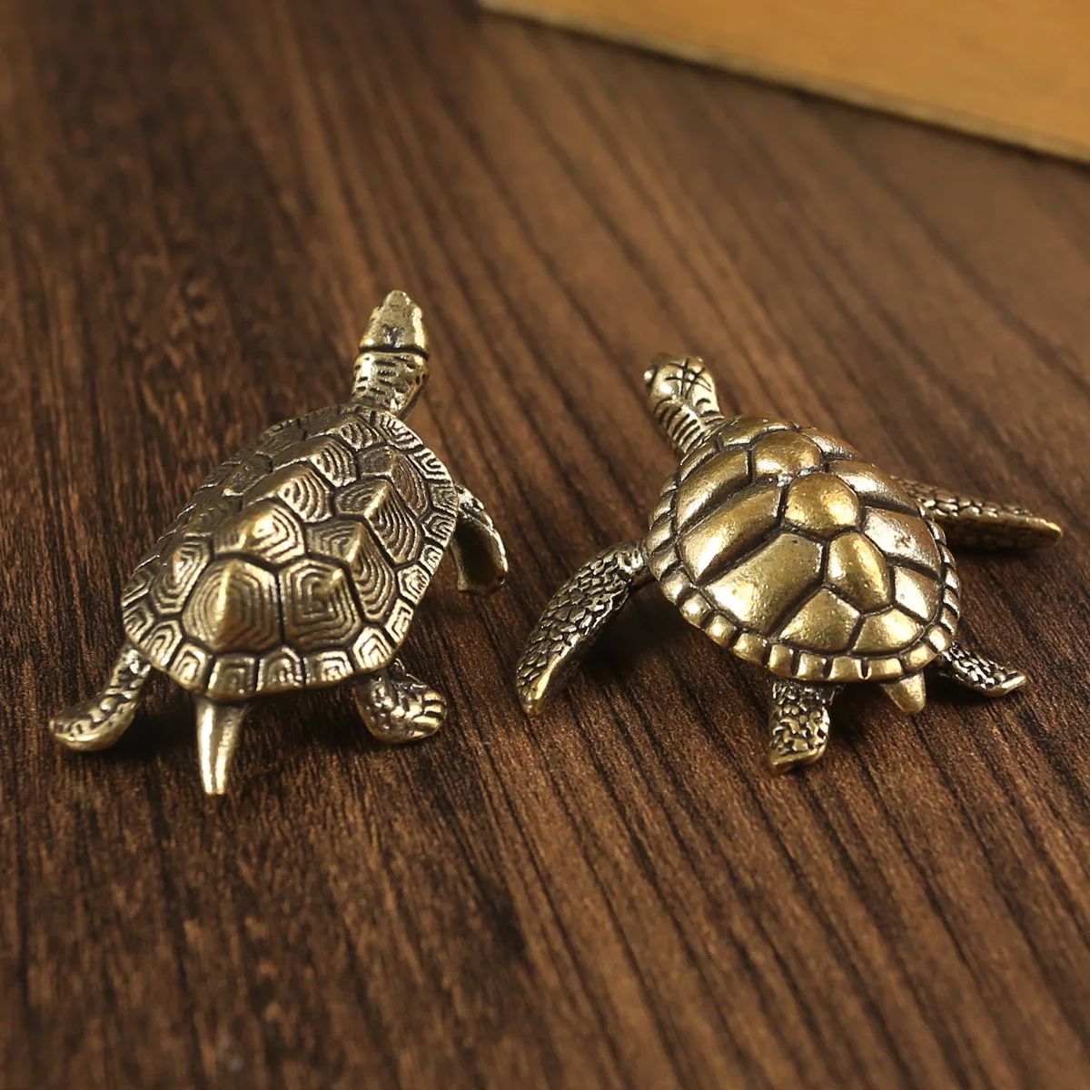 Vintage Copper Turtle Figurine Feng Shui Desk Ornament