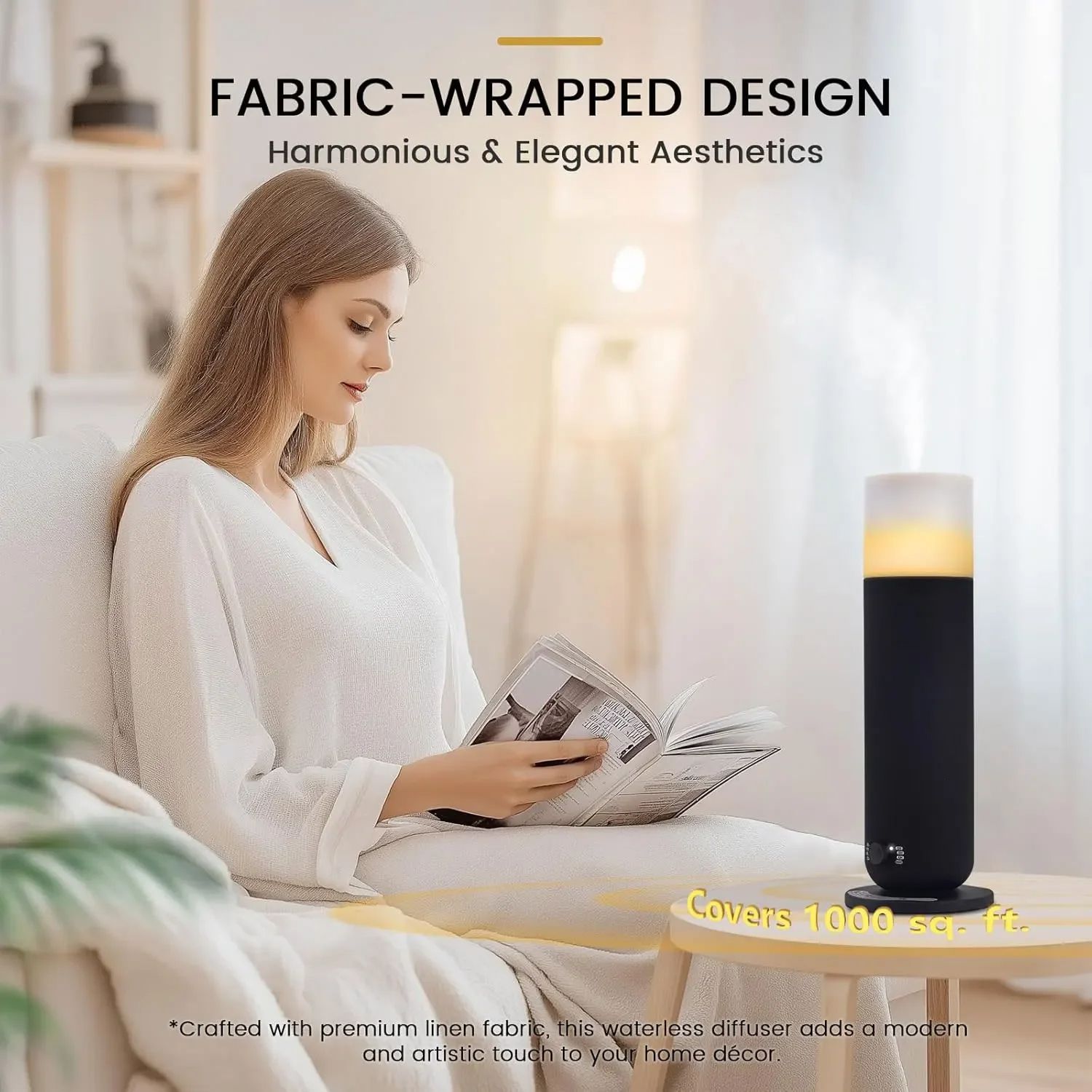 Waterless Essential Oil Diffuser with Candlelight, Hotel Room Fragrance Diffuser Machine, Atmosphere Lamp Electric Smell