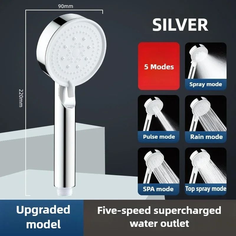 Pressure Boost Shower Head 5 Mode Shower Head Adjustable Massage Shower Nozzle