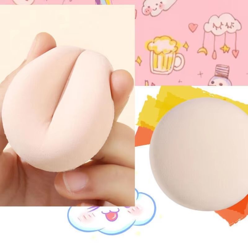 2-Pack Pink Cotton Candy Air Cushion Powder Puff – Dual-Use Wet & Dry Makeup Sponges