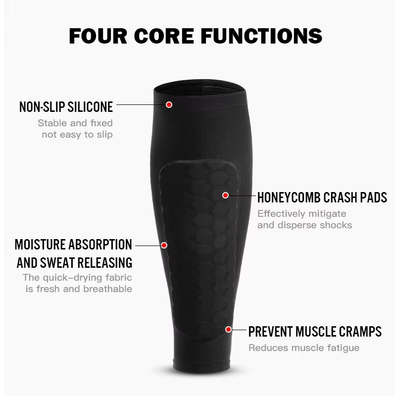 Honeycomb Padded Football Shin Guard Compression Sleeve