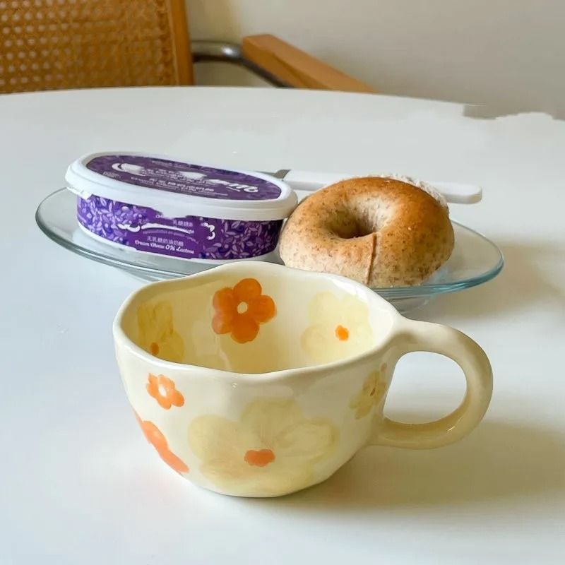 Handcrafted Irregular Flower Ceramic Coffee Mug