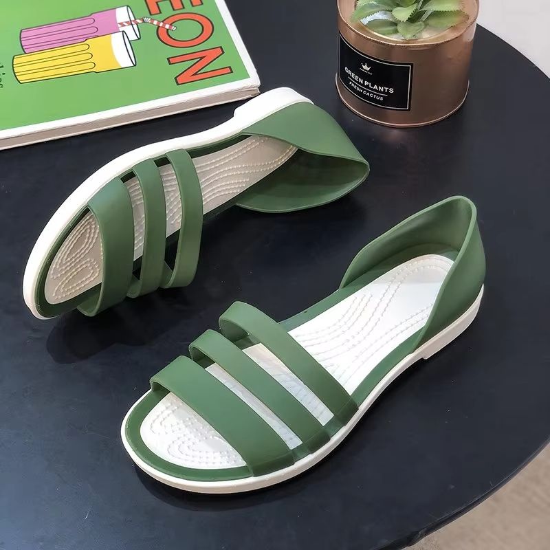Womens Candy Color Peep Toe Summer Sandals – Comfortable Outdoor Flat Shoes