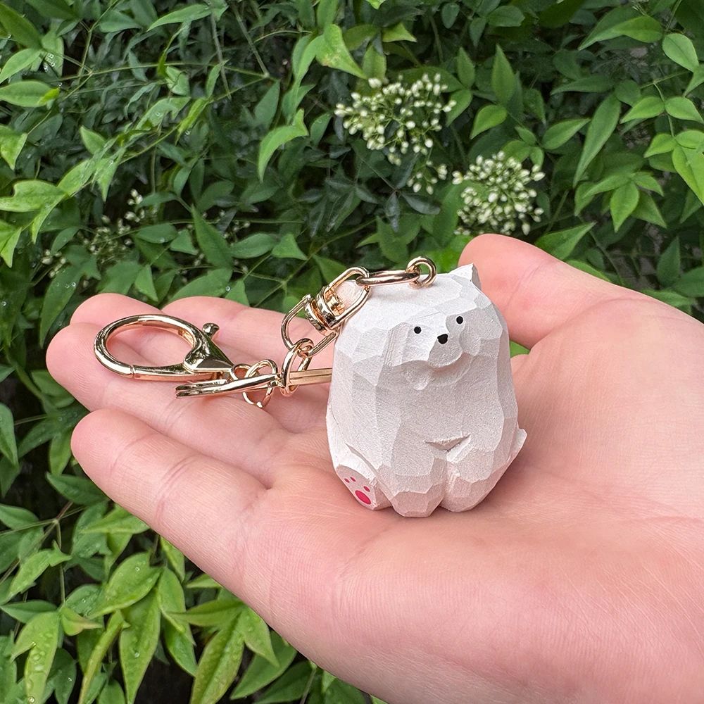 Cute Wooden Bear Keychain Cartoon Pendant