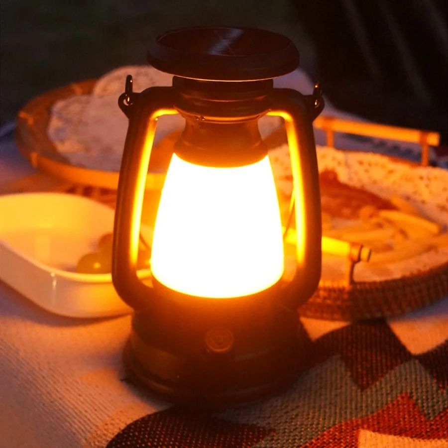 Vintage Solar Camping Lantern | Dual-LED Ambient Horse Lamp for Picnics & Outdoor Decor