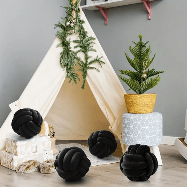 Cozy Knotted Ball Pillow Plush Decorative Cushion for Sofa and Gaming Chair