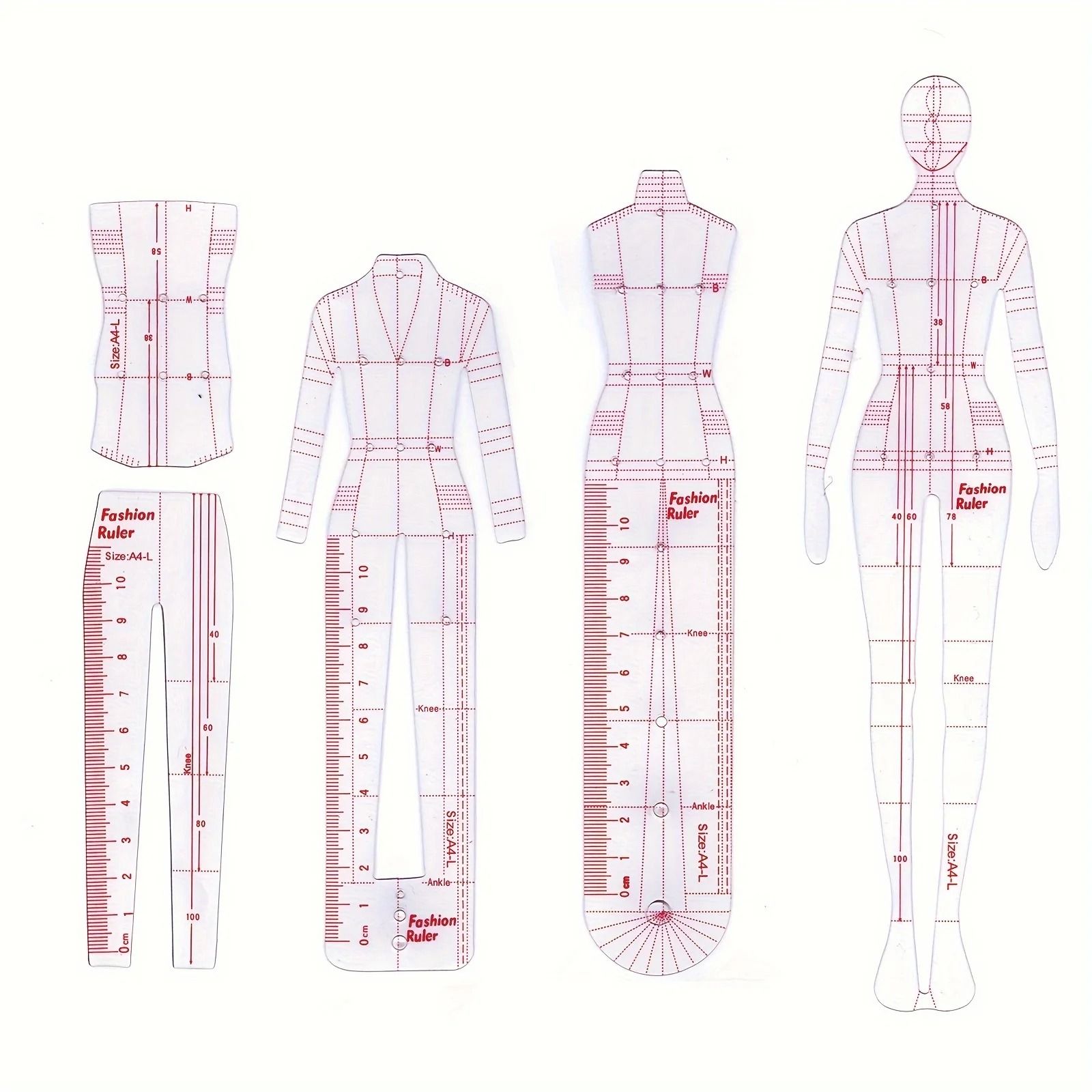 Transparent Fashion Model Body Template Ruler