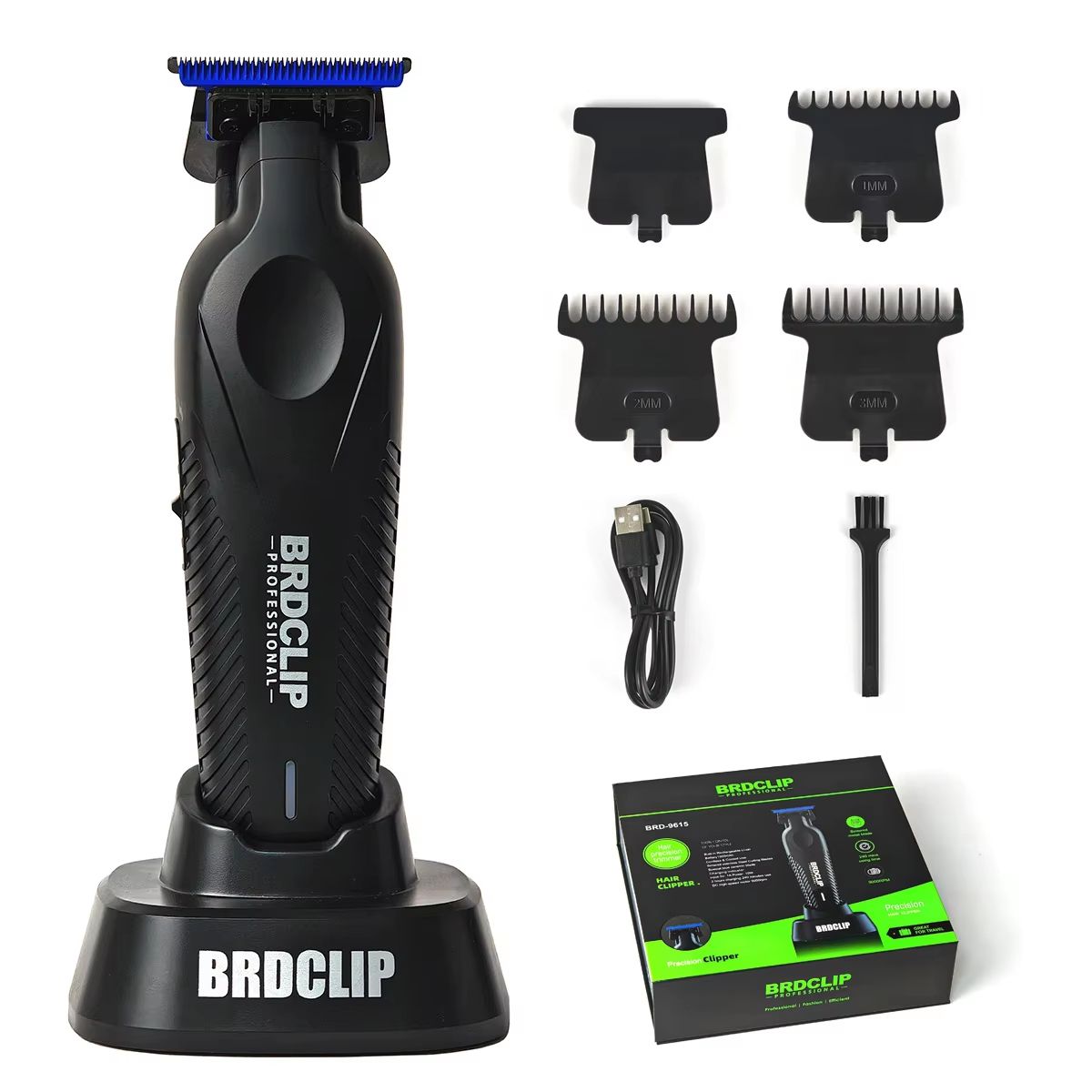 BRDCLIP BRD9615 Professional Mens Hair Trimmer 9000RPM High Speed Electric Clipper with DLC Blue Blade