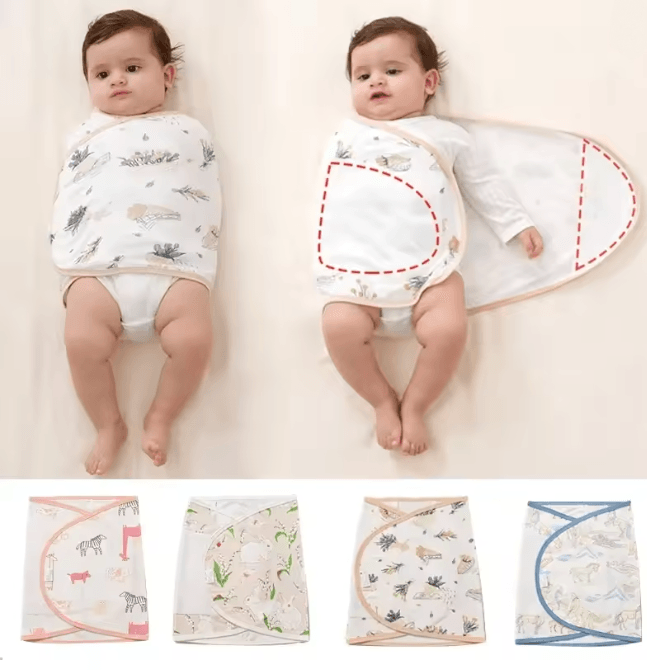 CalmNest Anti Startle Baby Swaddle Wrap Cotton Muslin Blanket