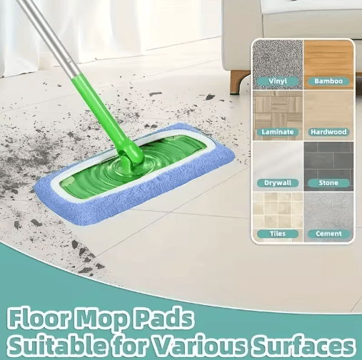 Reusable Mop Pads (4-Pack) – Ultra-Fine Fiber Dry & Wet Replacement Cleaning Cloths