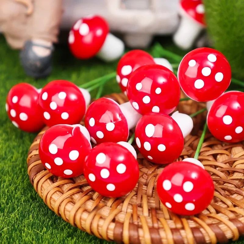 Mini Red Mushroom Fairy Garden Decor – Foam Miniature Mushrooms for DIY Terrarium & Bonsai Crafts