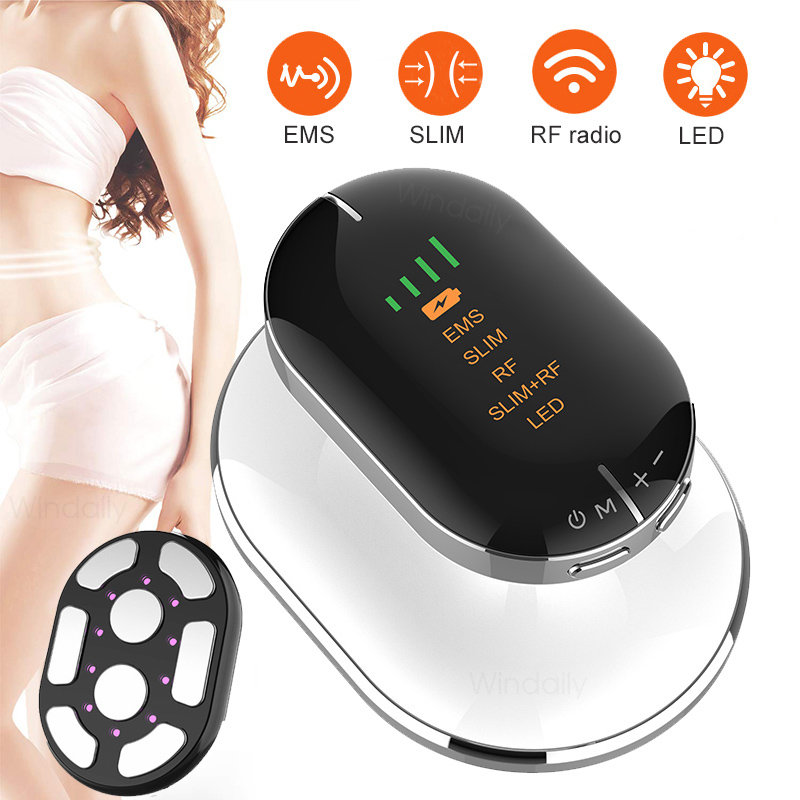 EMS & RF Body Slimming Machine, Fat Burner and Cellulite Massager with LED Light Therapy for Weight Loss and Shaping