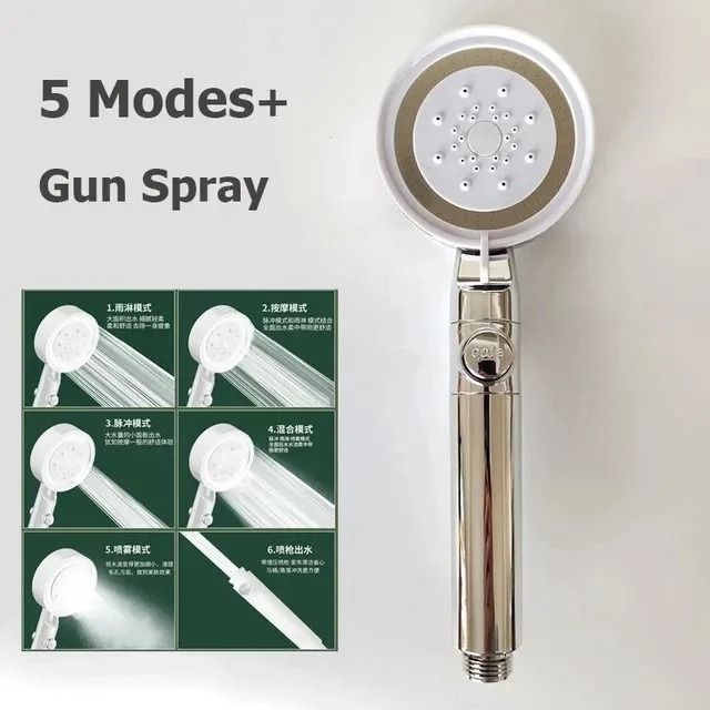 Large Rainfall Shower Head 6 Mode High Pressure Bathroom Faucet