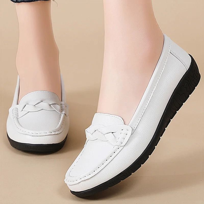 Womens Soft Leather Casual Loafers