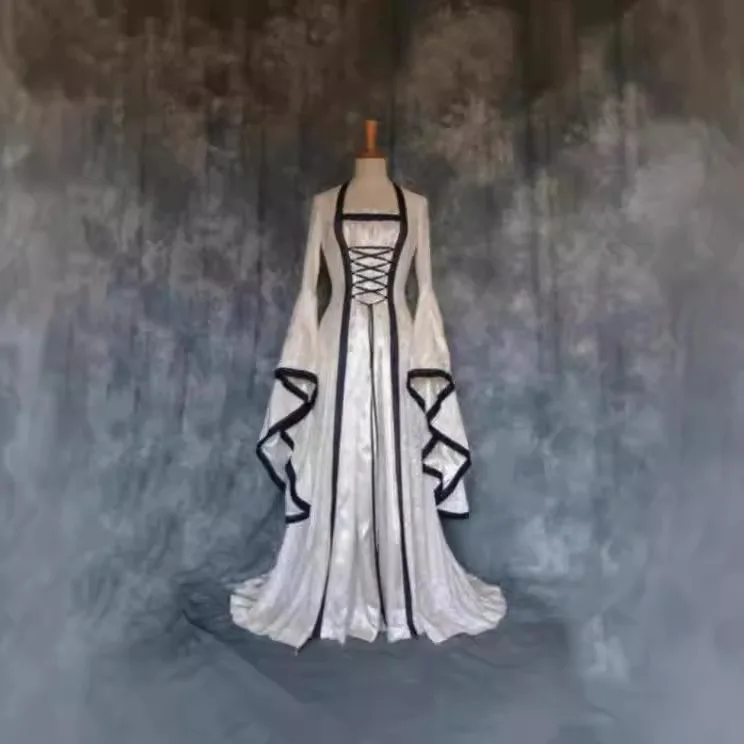 New Vintage Dress, Elegant Century Long Dress, Fashionable Vintage Style for Halloween