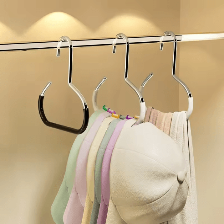 Durable Stainless Steel Hat Hanger – Non-Slip Hanging Hooks for Wardrobe Storage Organizer & Multi-Purpose Use