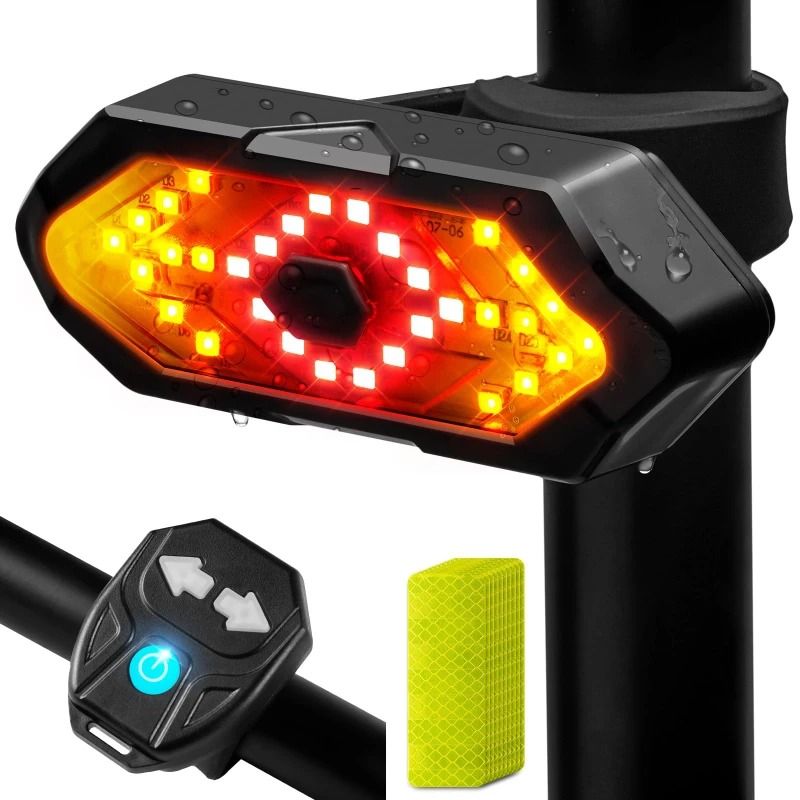 Bicycle Turn Signal Light Wireless Remote Rechargeable Tail Light