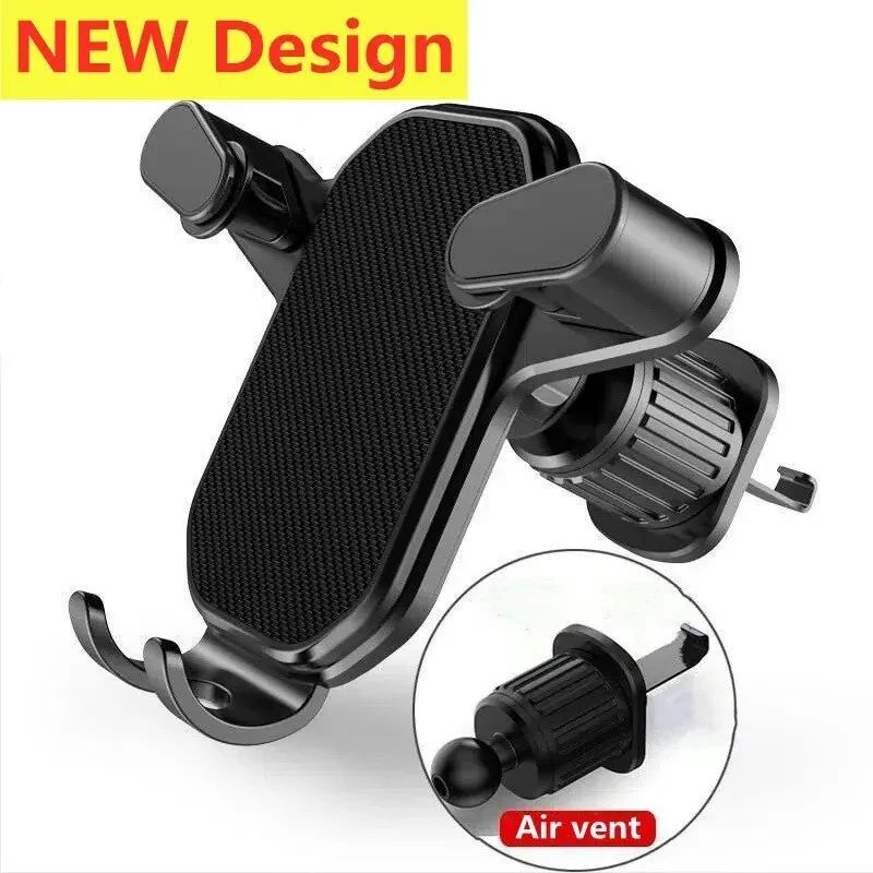 Universal Car Phone Holder Gravity Air Vent Mount with Hook Base – Secure One-Hand Smartphone GPS Stand