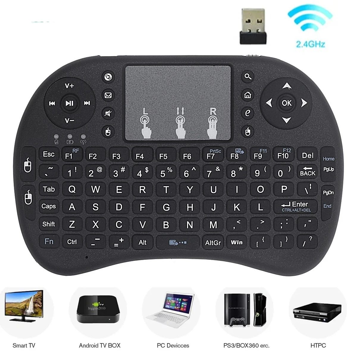 Mini Wireless Keyboard with Touchpad and Air Mouse for Smart TV and PC