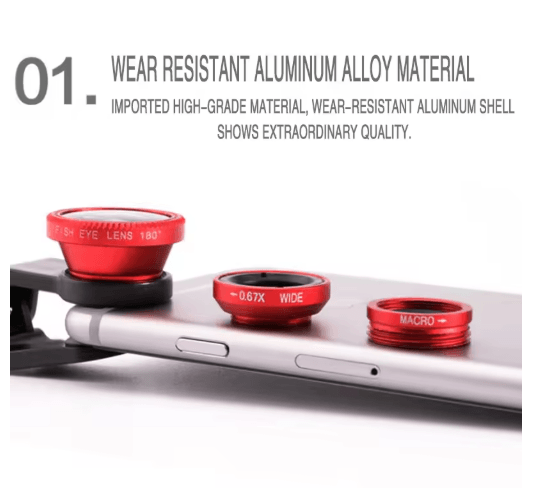 3-in-1 Smartphone Camera Lens Kit – Fisheye, Wide Angle & Macro Clip-On Lens