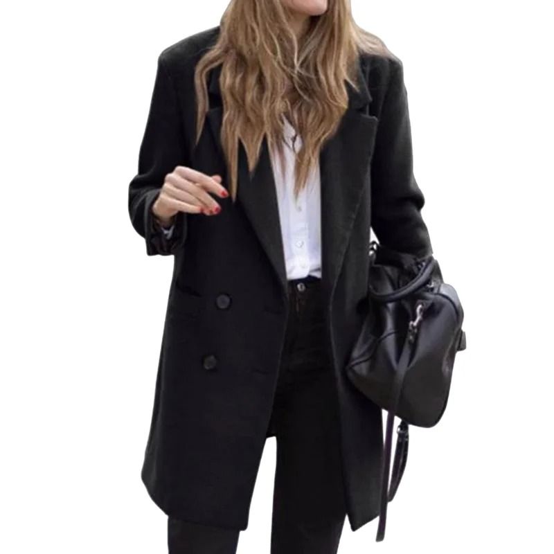 Double-Breasted Winter Wool Blend Coat
