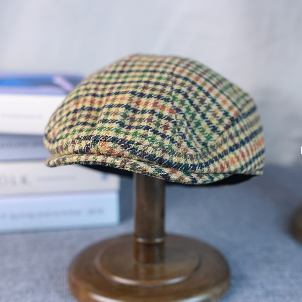 Vintage Plaid Newsboy Cap Flat Ivy Hat for Men and Women