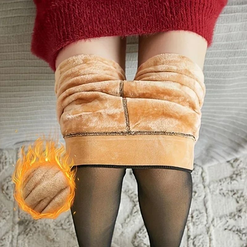 Hot Mesh Fleece Tights Warm Insulated Leggings Women