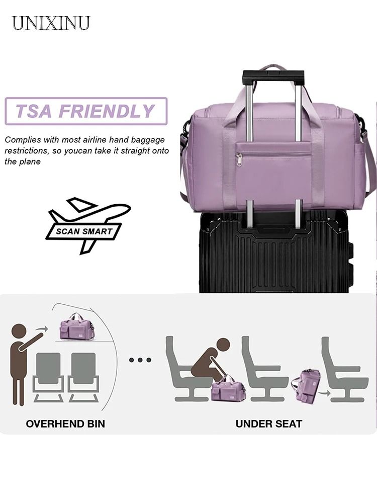 UNIXINU Carry On Travel Duffle Bag Large Capacity with Shoe Compartment