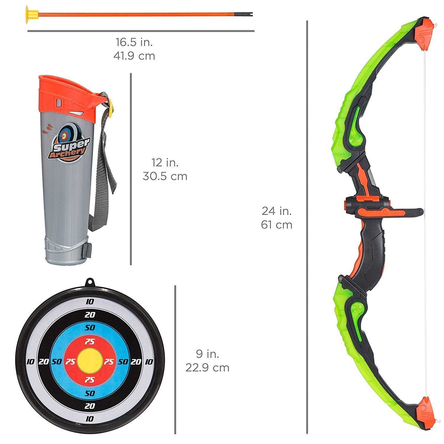 LED Light Up Archery Toy Set for Kids, Bow and Arrow Game with Quiver, Indoor and Outdoor Sport Toys for Boys and Girls
