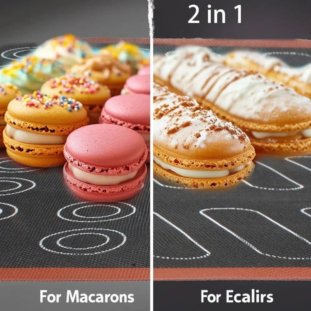 Silicone Baking Mat with Dual Sided Macaron Puff Mold