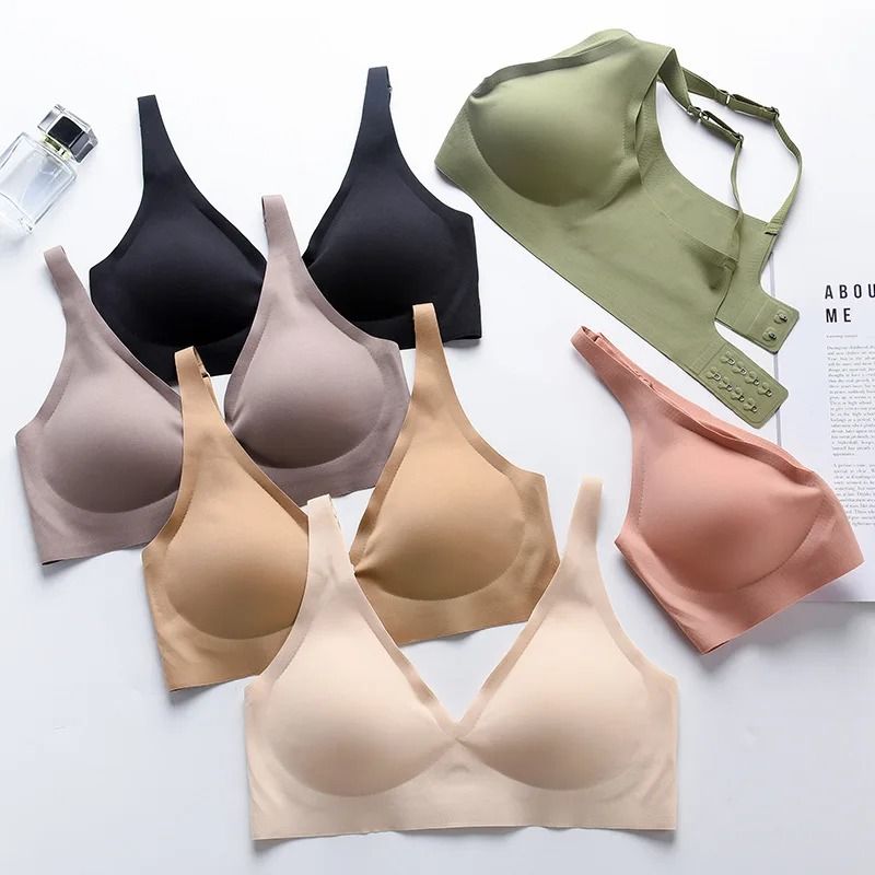 Womens Seamless Wire Free Push Up Bra with Adjustable Straps