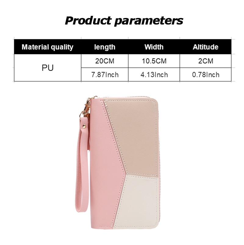 Fashion Zipper Wallets, Womens Long Purses, Handbags Coin Purse Cards Holder Leather Billfold Wallet