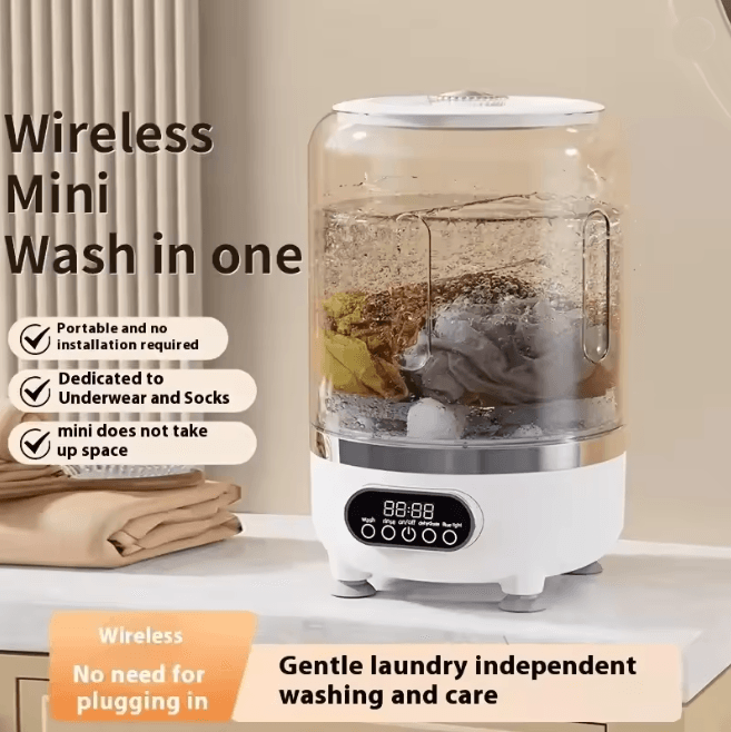 Mini Portable Washing Machine USB Rechargeable Turbo Cleaner for Small Laundry