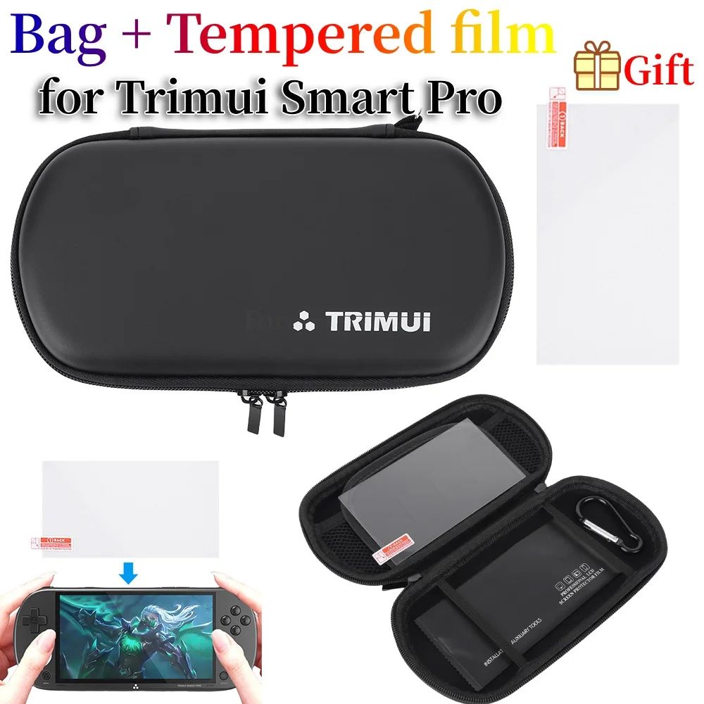 Trimui Smart Pro EVA Hard Carry Case with Waterproof Protection & Tempered Glass