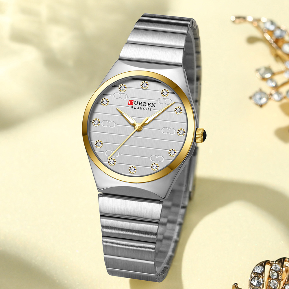 Women Luxury Stainless Steel Watch, Classic Round Dial Quartz, Stylish Business Wristwatches