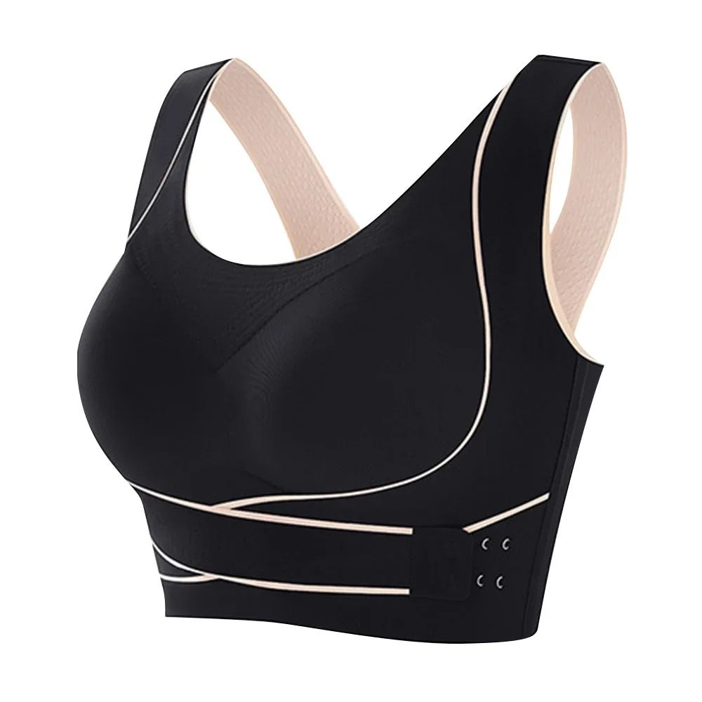 Sports Bra Front Adjustable Buckle Wireless Padded Breathable Top