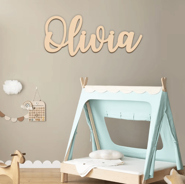 Personalized Wooden Name Sign – Custom Nursery Wall Decor for Kids & Baby Rooms
