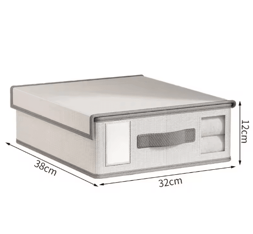 Foldable Thick Fabric Bedding Storage Box - Zippered Organizer with Window for Sheets & Blankets (Closet Use)