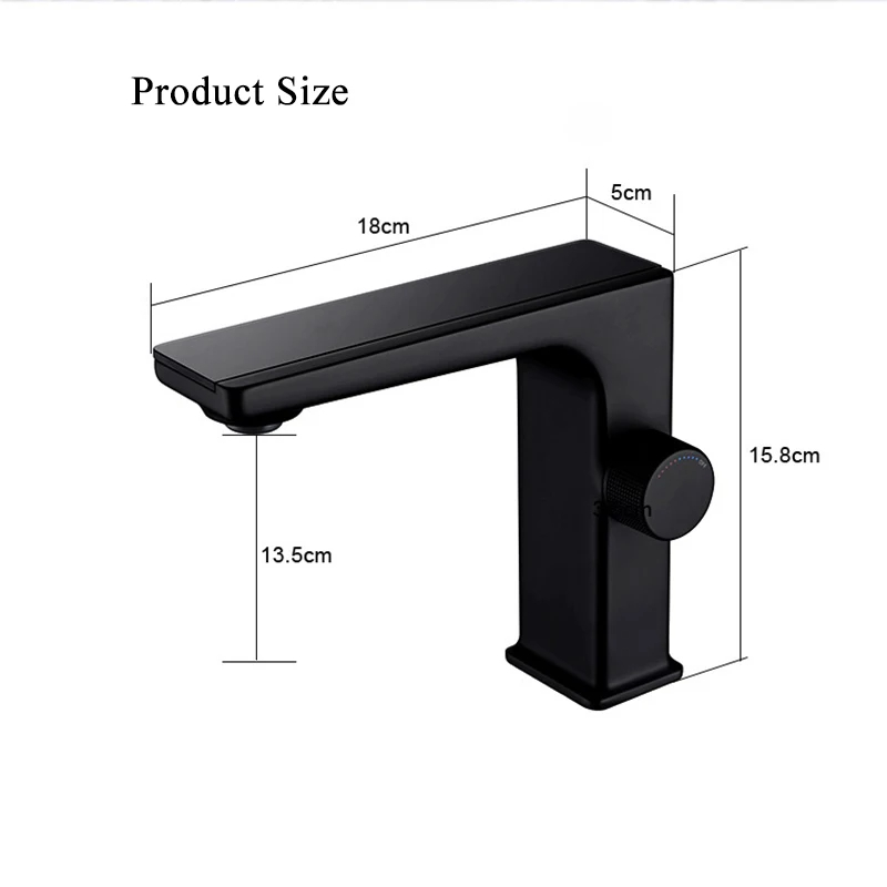 Intelligent LED Digital Display Bathroom Basin Faucet, Brass Deck Mounted Washbasin Hot Cold Water Mixer