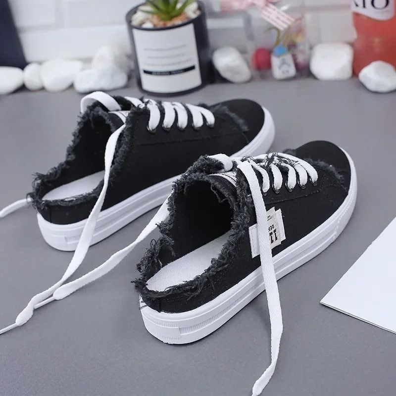 Women Canvas Sneakers with Low Upper and Lace Up Design for Everyday Casual Spring and Summer Wear