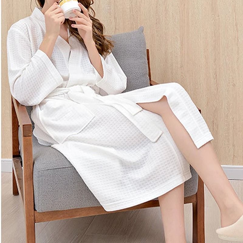 Luxury Waffle Weave Spa Robe – Quick-Dry Lightweight Bathrobe