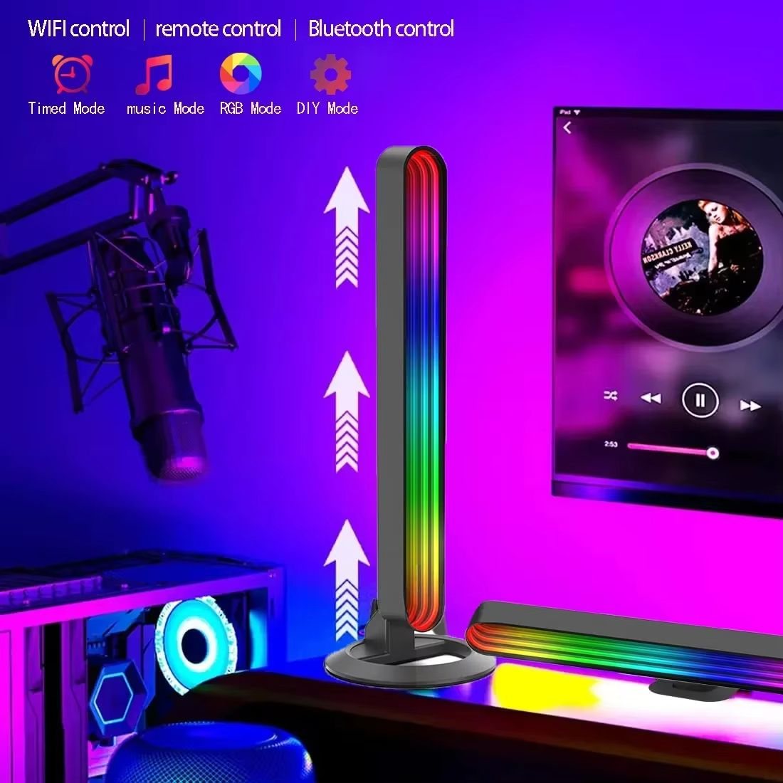 SmartMirror RGB Light Bar – Tuya Bluetooth Music Sync LED Ambient Light