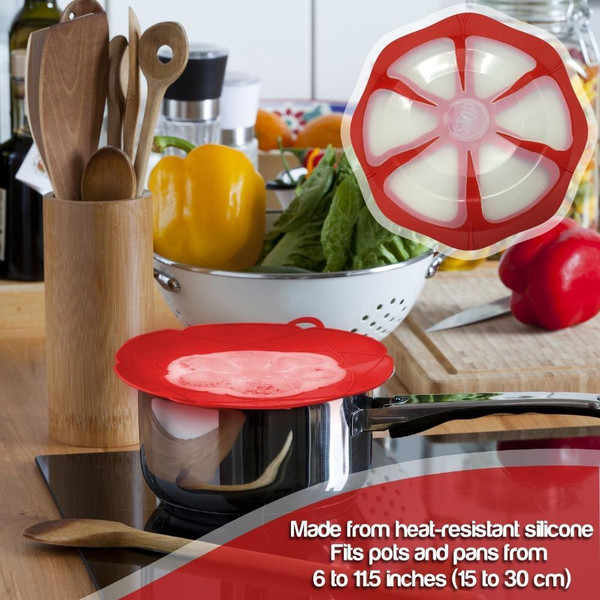 Anti-Spill Kitchen Lid Cover - Boil Over Silicon Spill Stopper, Multi-Function Kitchen Tool