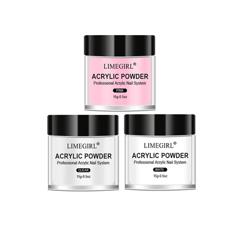 40ml Crystal Liquid & 45ml Acrylic Powder Nail Kit – Beginner Acrylic Nail Set (Pink, White, Transparent)