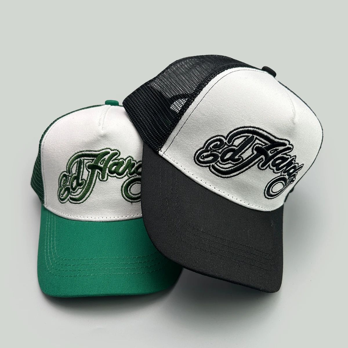 Color Block Letter Embroidery Mesh Trucker Cap