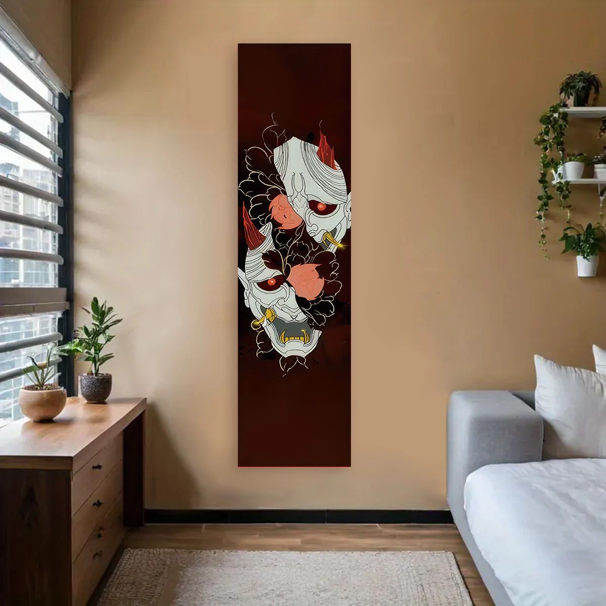 Japanese Wave Red Sun Wall Tapestry